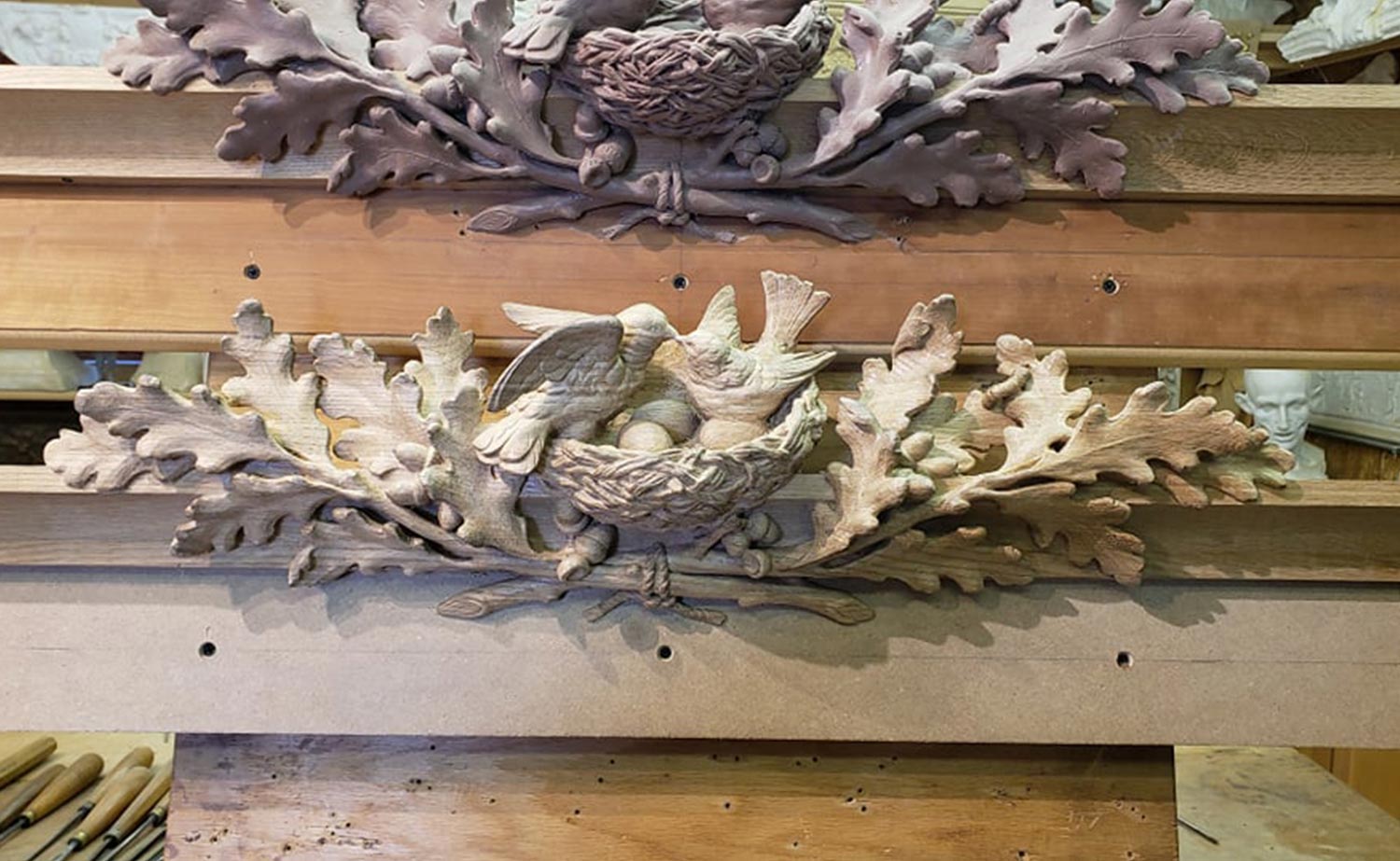 Wood carving under construction